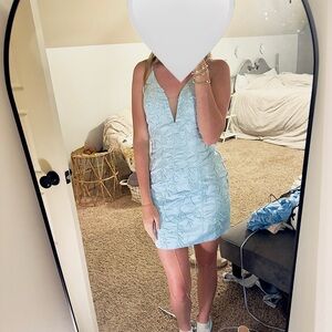 Light Blue Floral Lace Dress